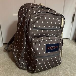Used JanSport Grey and White Polka Dot Backpack